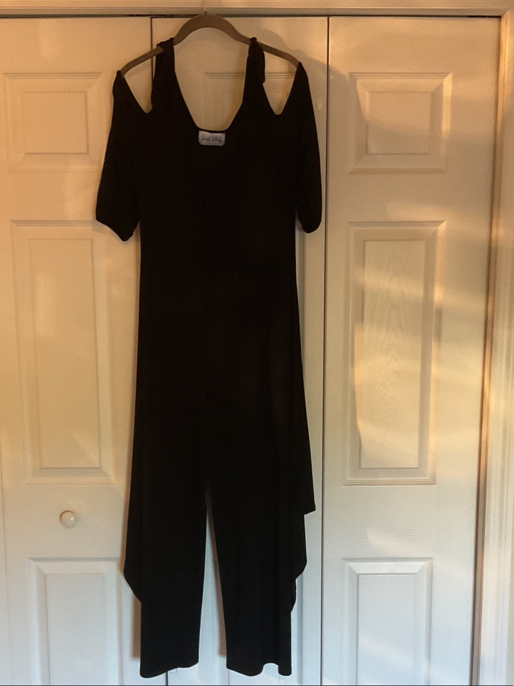 Joseph Ribkoff Black Tie-Shoulder Jumpsuit